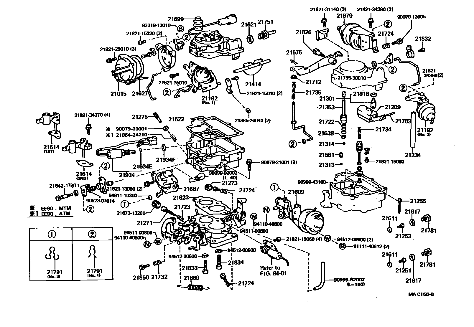 Toyota COROLLA 化油器 EPC diagram — MAC156B