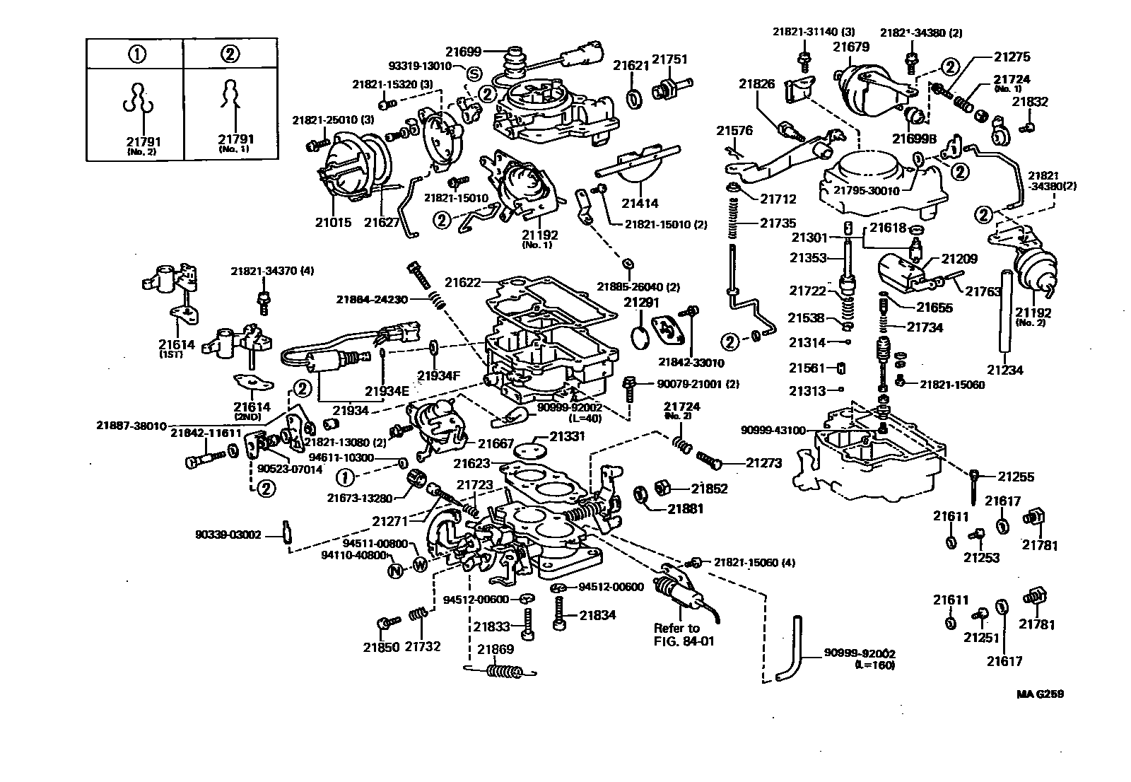 Toyota COROLLA 化油器 EPC diagram — MAG259