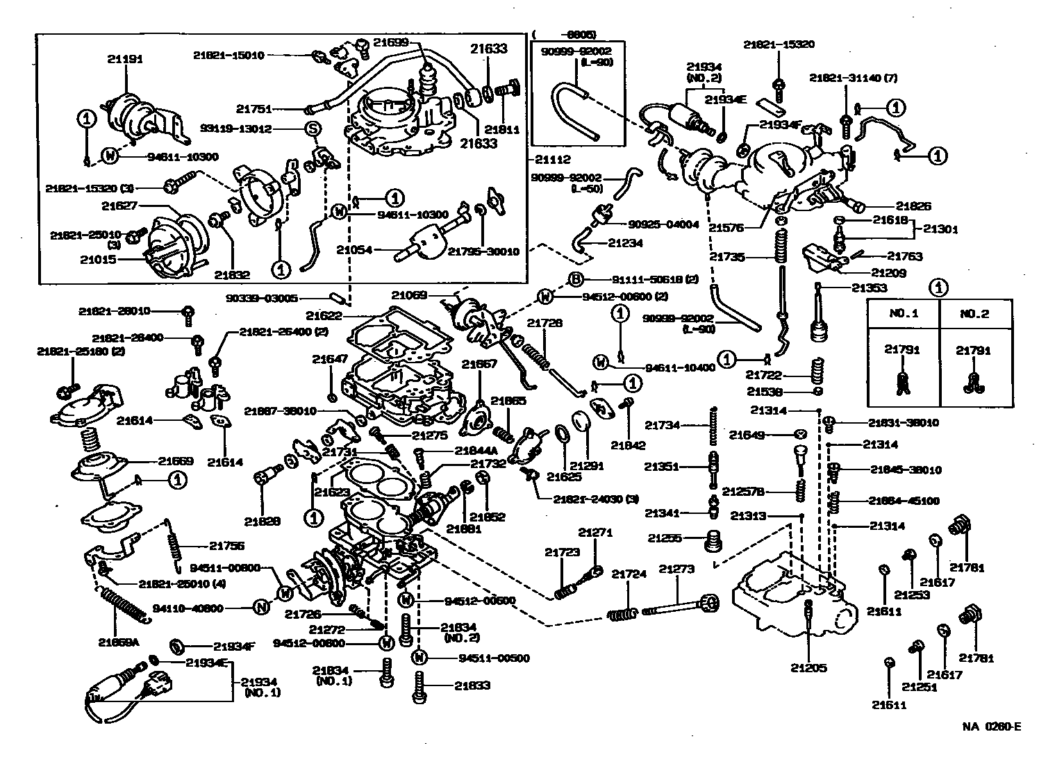 Toyota COROLLA 化油器 EPC diagram — NA0260E