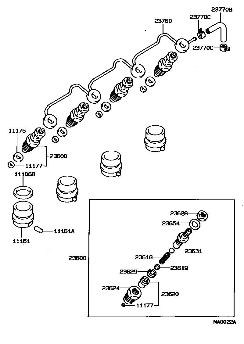 Toyota COROLLA 喷油嘴 EPC diagram — NA0022A
