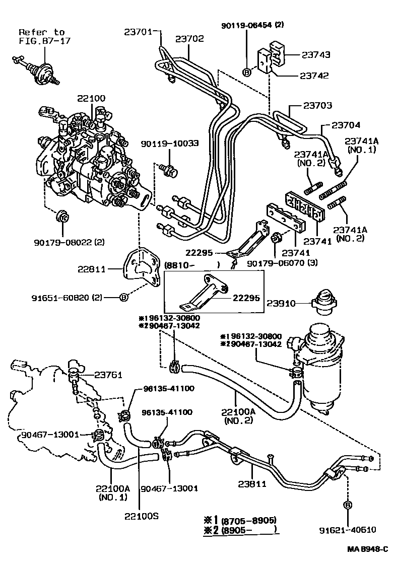 Toyota COROLLA 喷油泵总成 EPC diagram — MAB948C