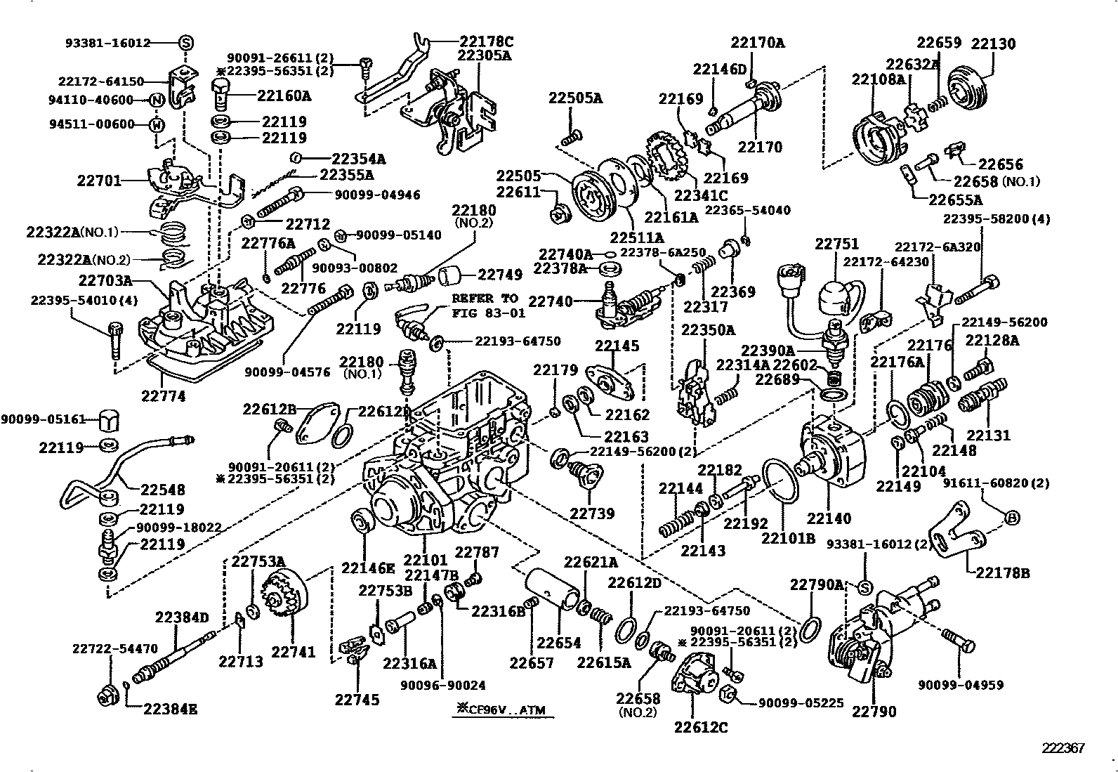 Toyota COROLLA 喷油泵体 EPC diagram — 222367