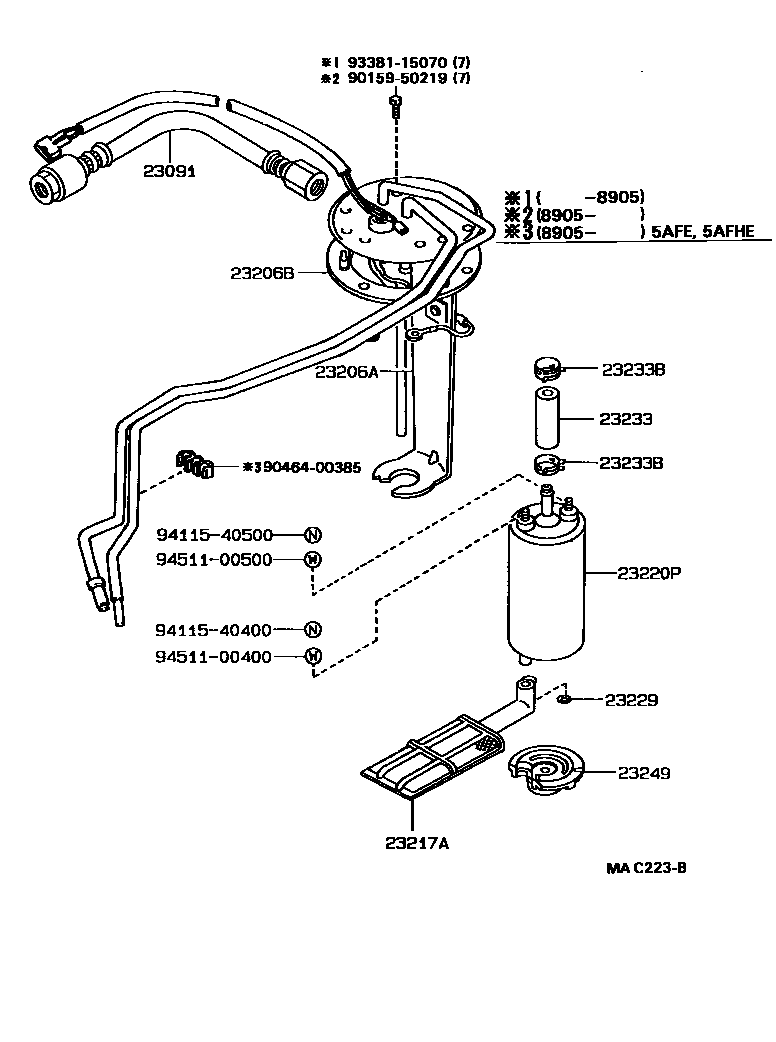 Toyota COROLLA 燃油喷射系统 EPC diagram — MAC223B