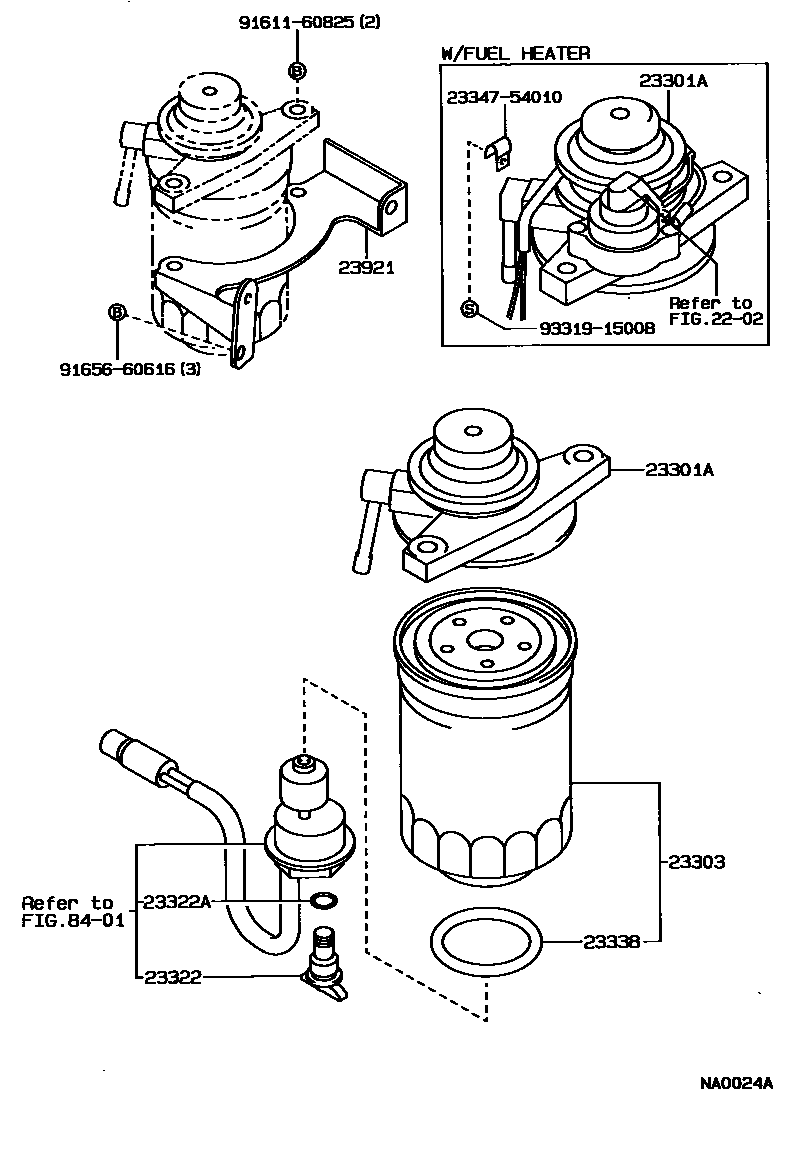 Toyota COROLLA fuel filter EPC diagram — NA0024A