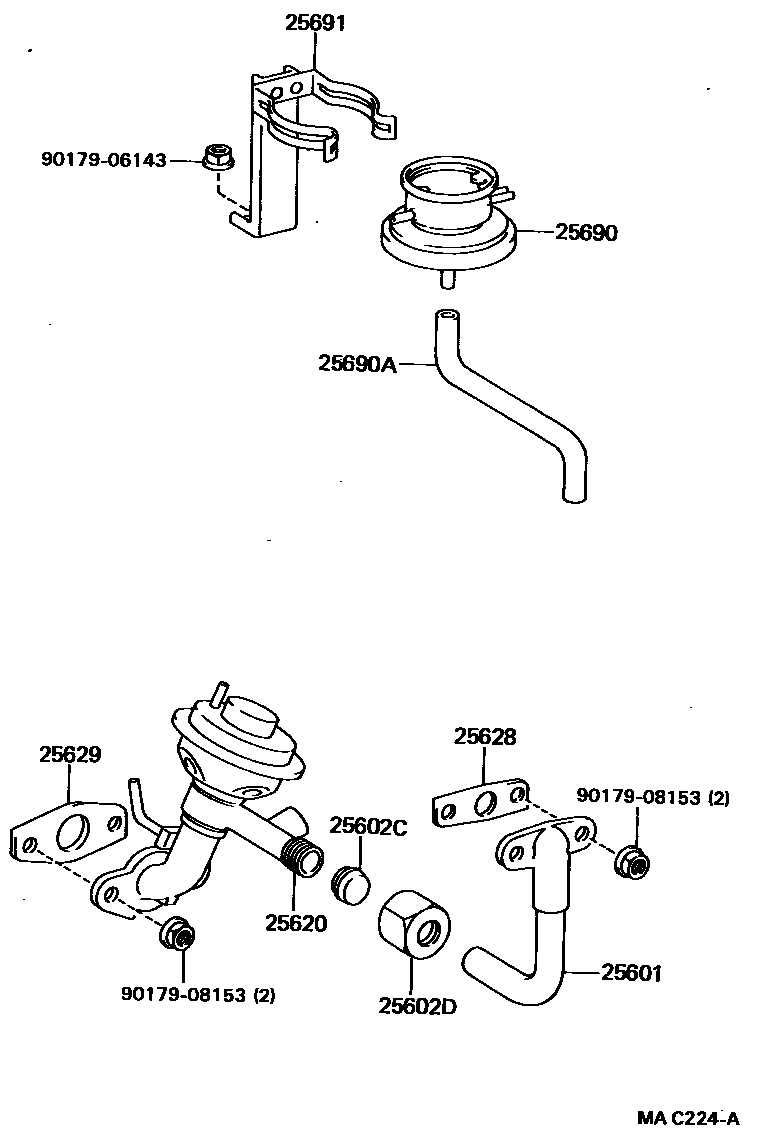 Toyota COROLLA 废气再循环系统 EPC diagram — MAC224A