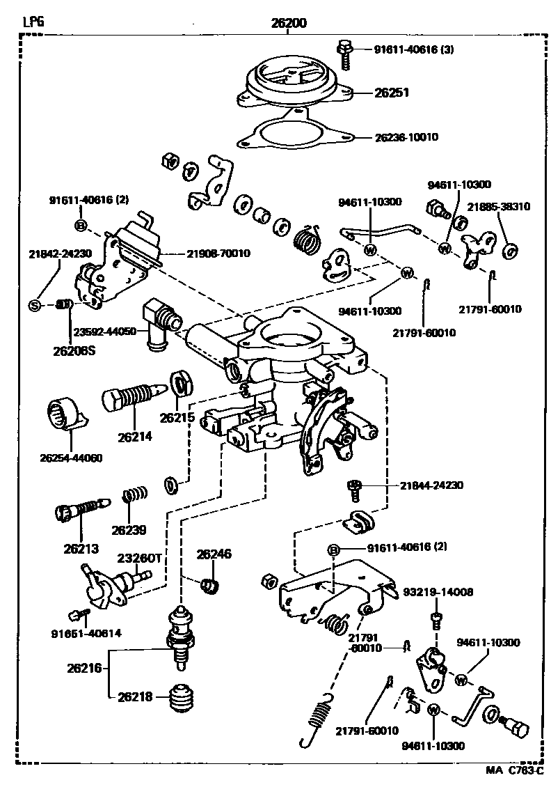 Toyota COROLLA LPG化油器 EPC diagram — MAC763C