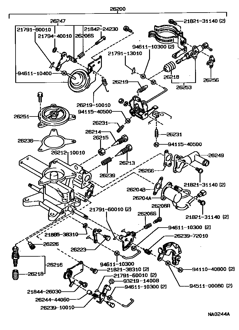 Toyota COROLLA LPG化油器 EPC diagram — NA0244A