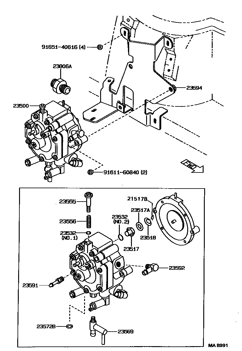 Toyota COROLLA LPG或CNG调节器 EPC diagram — MAB991