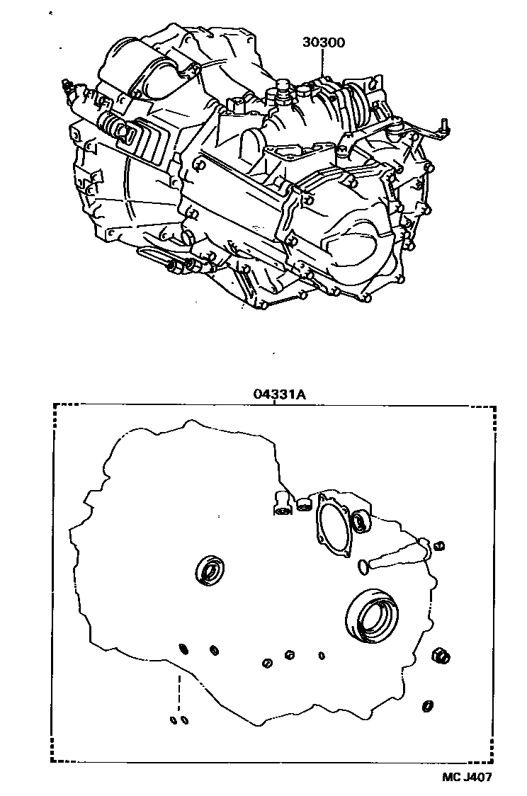 Toyota COROLLA 传动桥或变速器总成和衬垫组件(MTM) EPC diagram — MCJ407