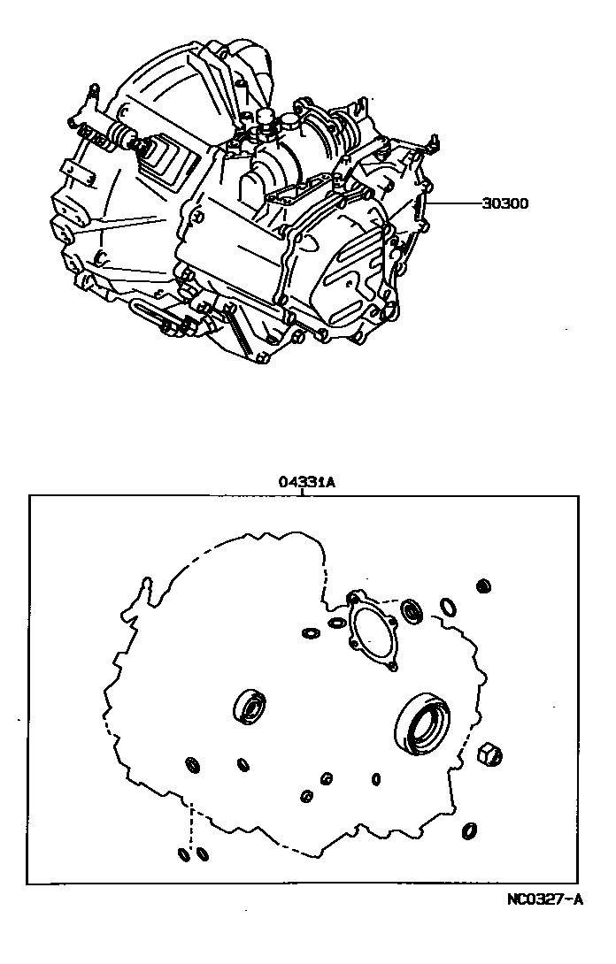 Toyota COROLLA 传动桥或变速器总成和衬垫组件(MTM) EPC diagram — NC0327A