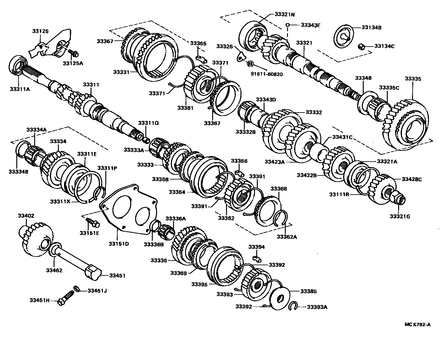 Toyota COROLLA 变速器齿轮(MTM) EPC diagram — MCK792A