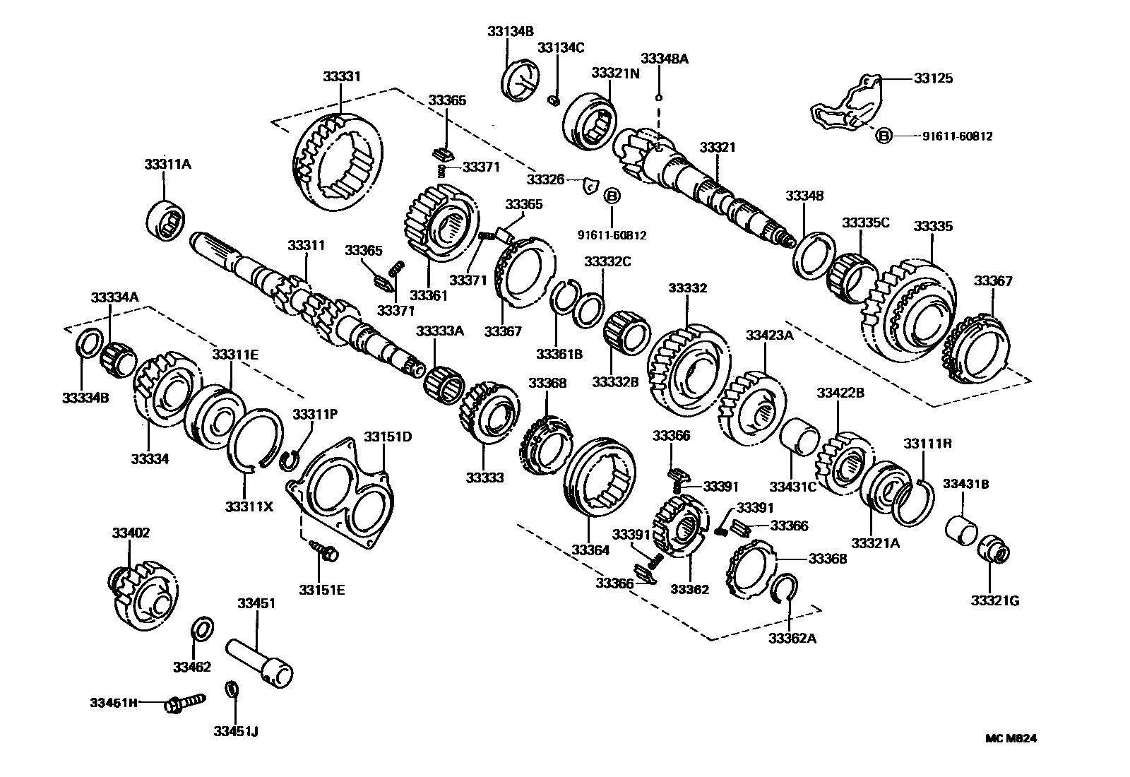 Toyota COROLLA 变速器齿轮(MTM) EPC diagram — MCM824