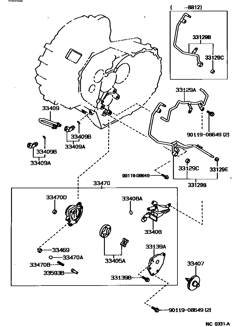 Toyota COROLLA 油泵、油冷却器和配管(MTM) EPC diagram — NC0331A