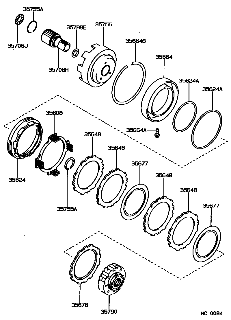 Toyota COROLLA 中央支架和行星太阳齿轮(ATM) EPC diagram — NC0084