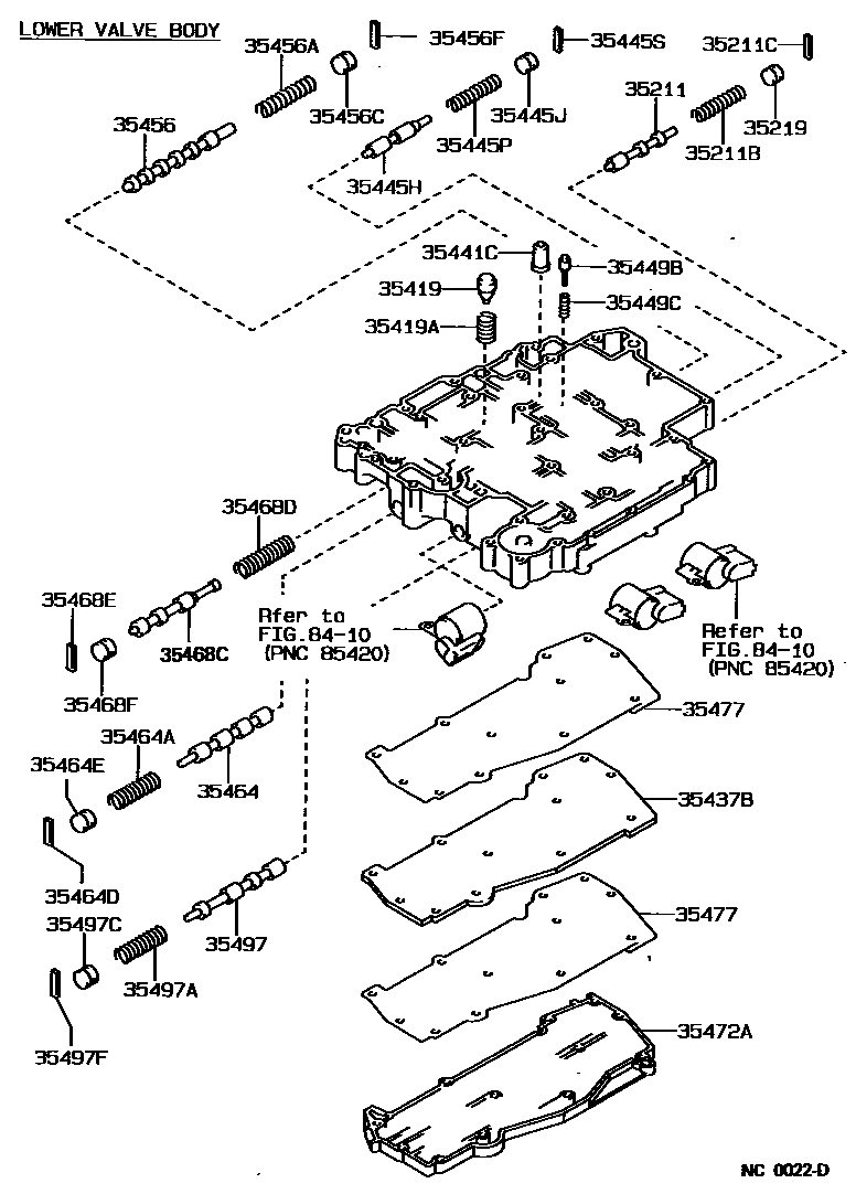 Toyota COROLLA 阀体和滤油网(ATM) EPC diagram — NC0022D