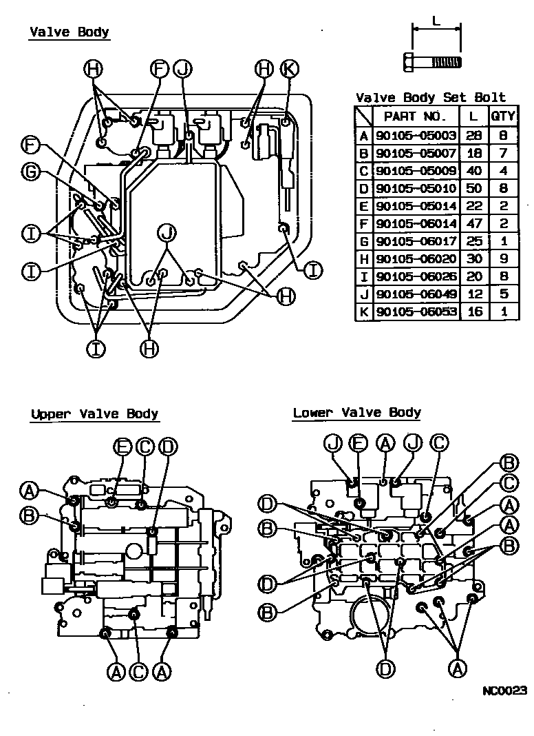 Toyota COROLLA 阀体和滤油网(ATM) EPC diagram — NC0023