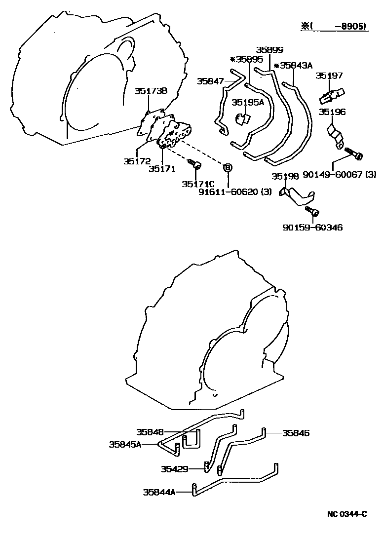 Toyota COROLLA 阀体和滤油网(ATM) EPC diagram — NC0344C