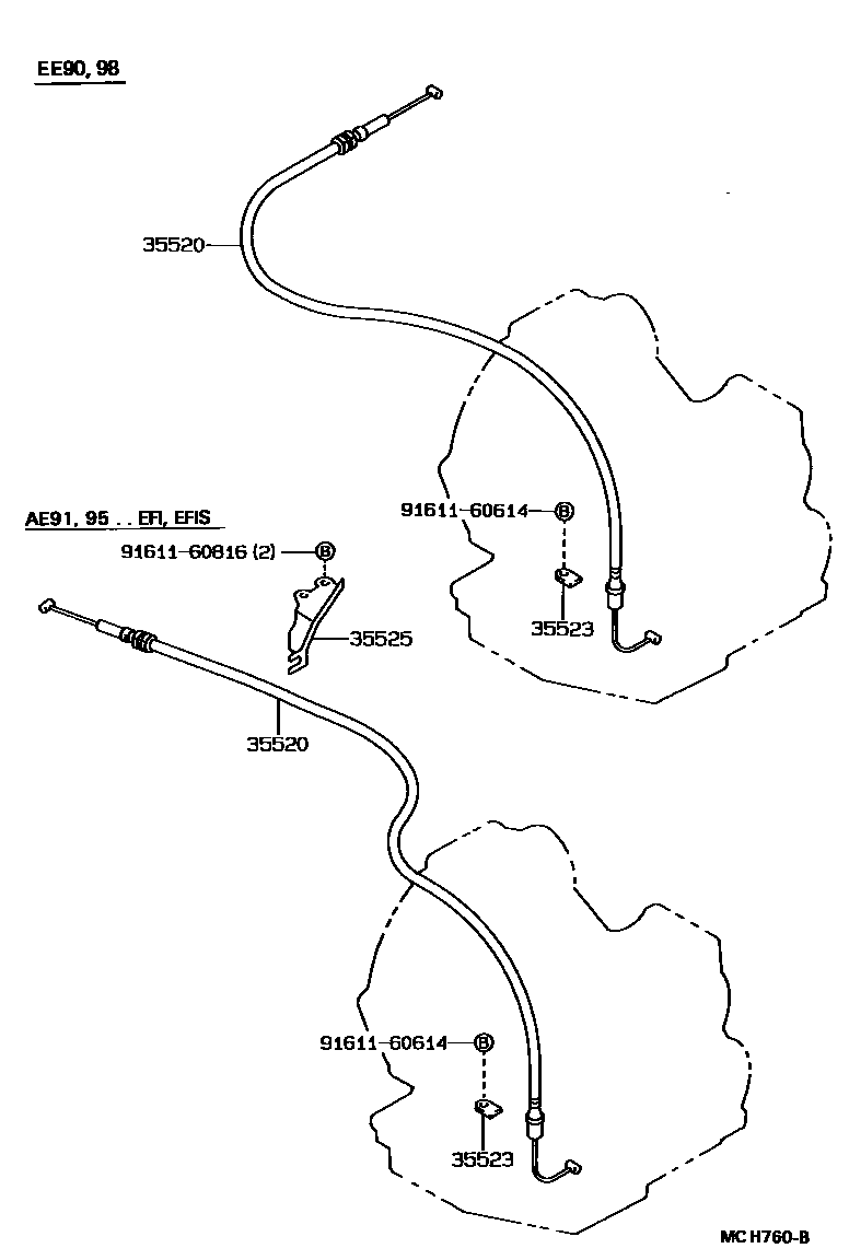 Toyota COROLLA 节气阀连杆和阀杆(ATM) EPC diagram — MCH760B