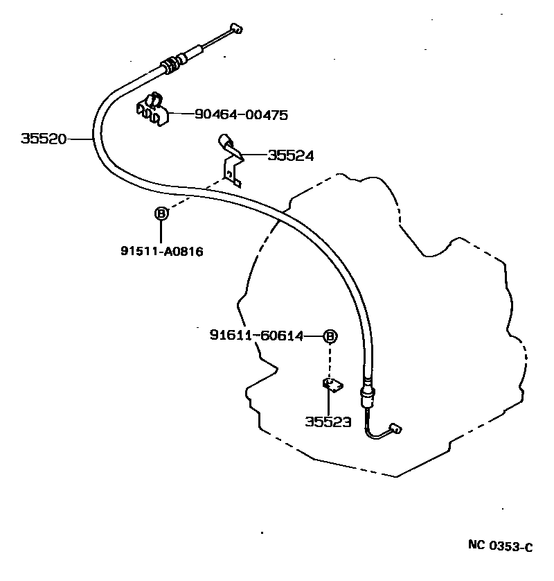 Toyota COROLLA 节气阀连杆和阀杆(ATM) EPC diagram — NC0353C