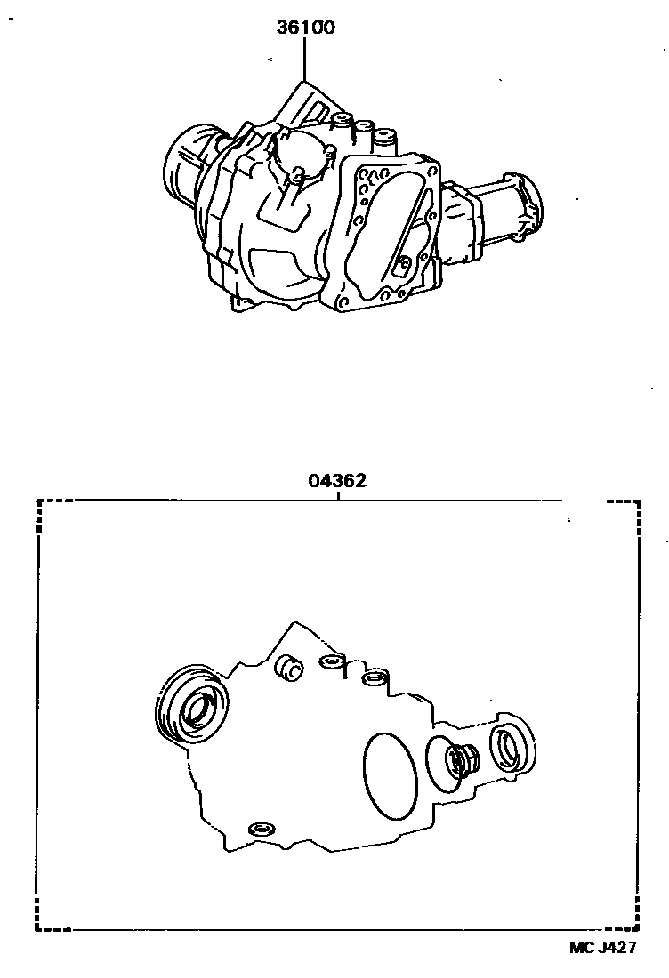 Toyota COROLLA Transfer Assembly & Gasket Kit EPC diagram — MCJ427