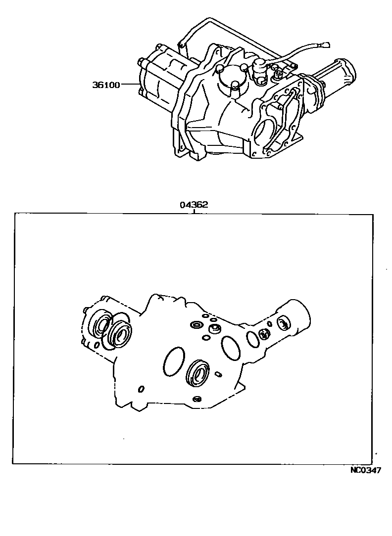 Toyota COROLLA Transfer Assembly & Gasket Kit EPC diagram — NC0347