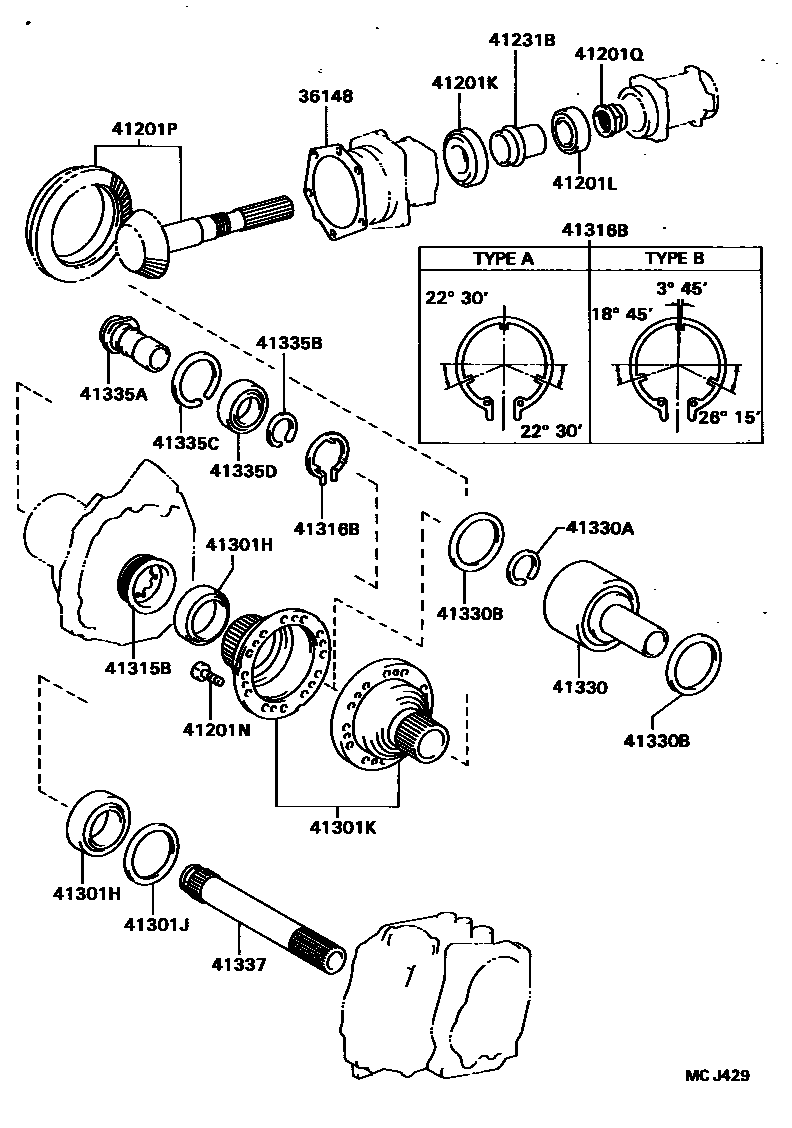 Toyota COROLLA Transfer Gear EPC diagram — MCJ429