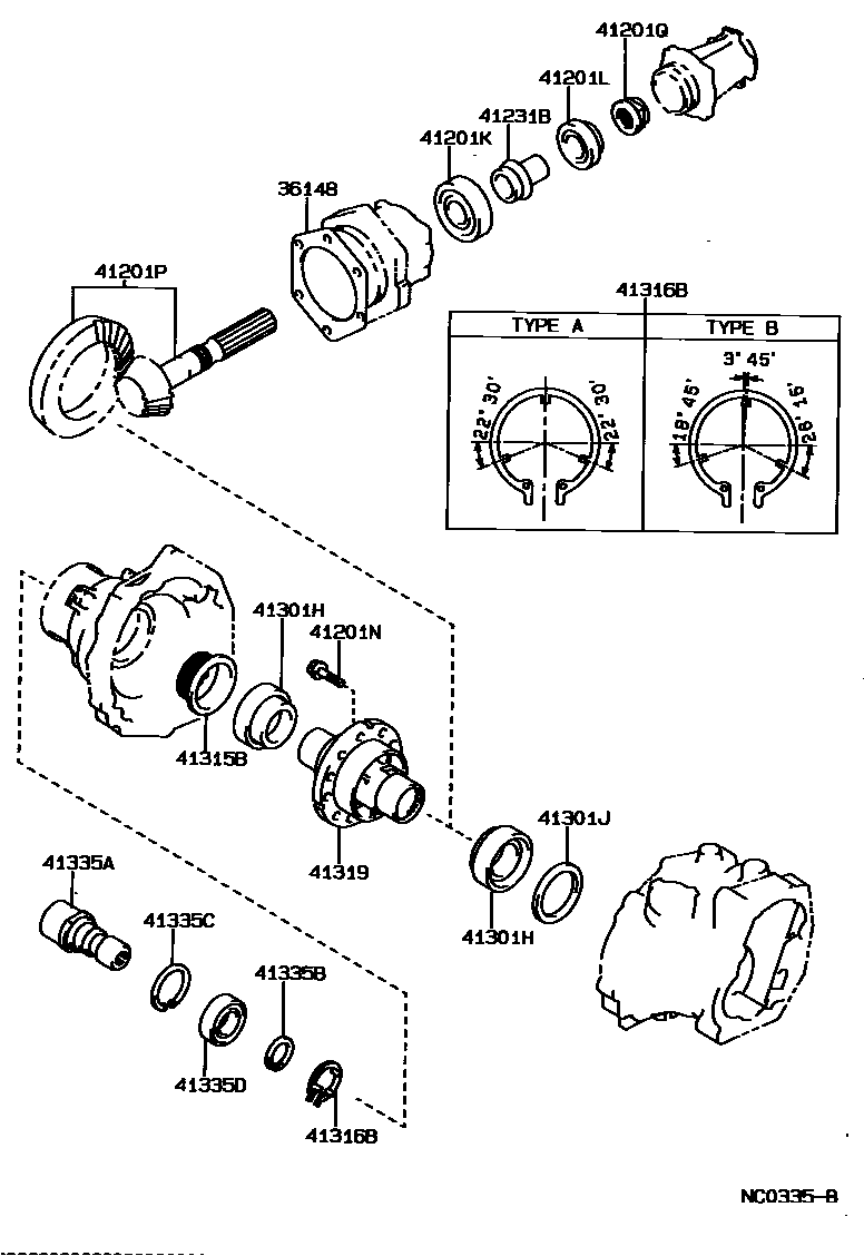 Toyota COROLLA Transfer Gear EPC diagram — NC0335B