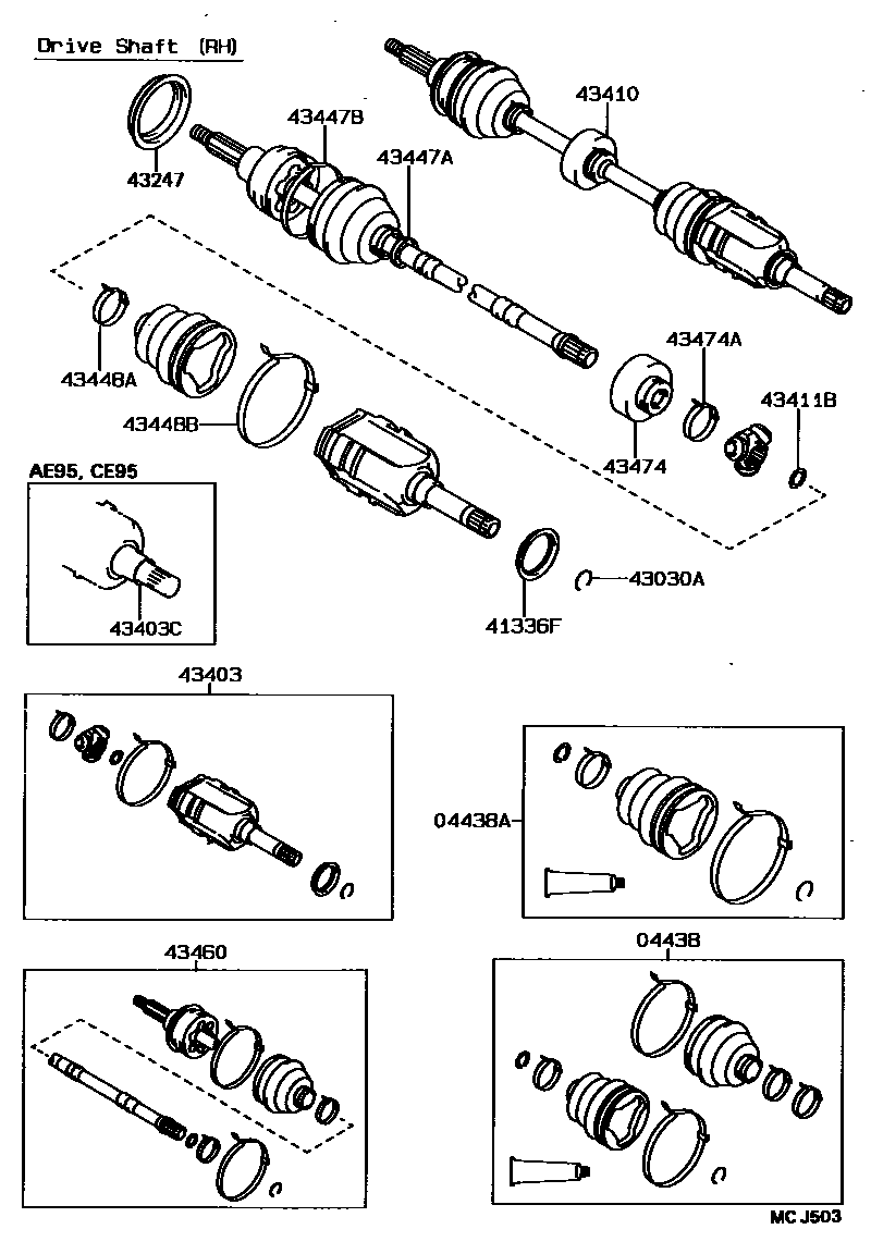 Toyota COROLLA Front Drive Shaft EPC diagram — MCJ503