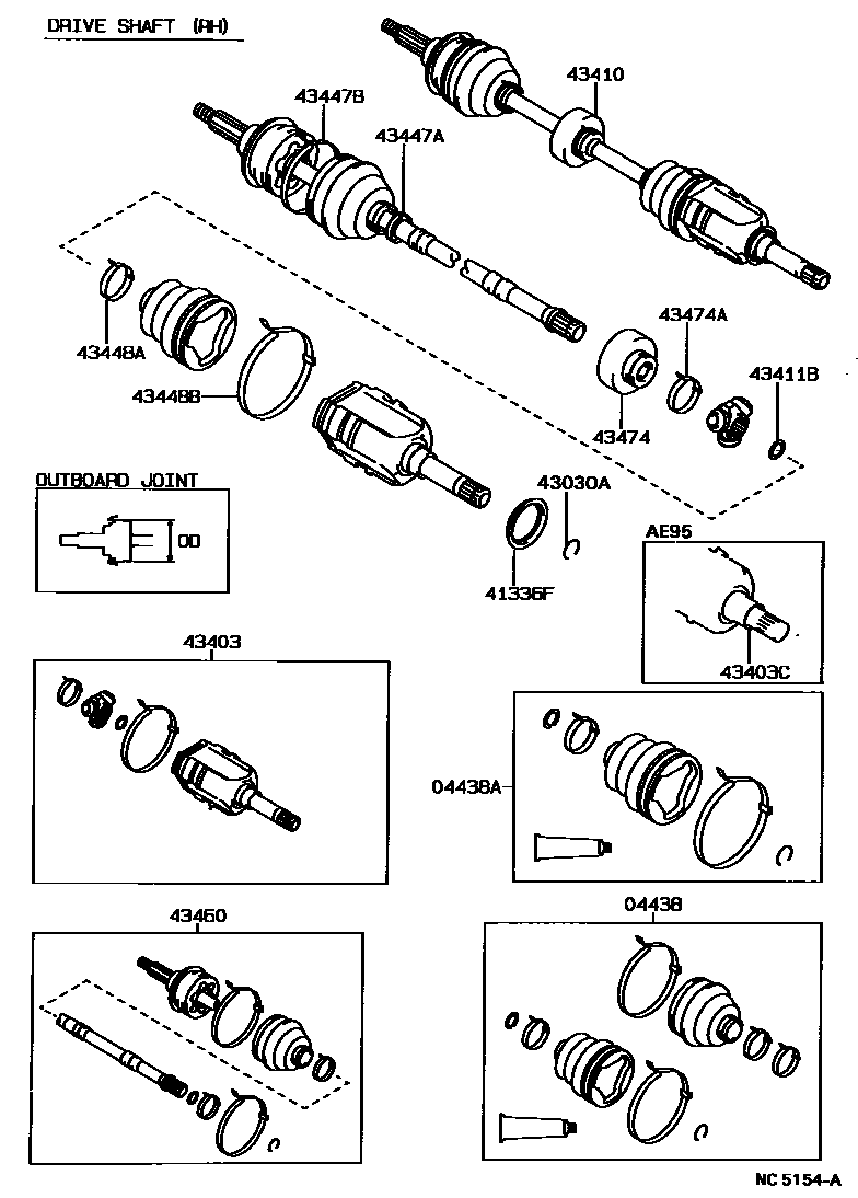 Toyota COROLLA Front Drive Shaft EPC diagram — NC5154A
