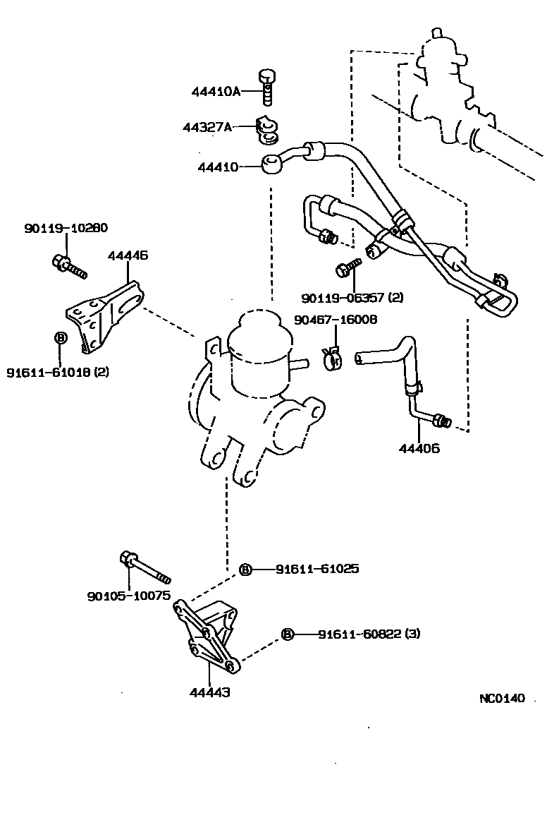 Toyota COROLLA 动力转向配管 EPC diagram — NC0140