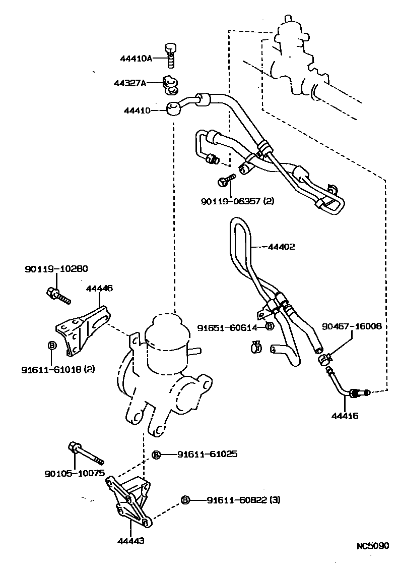 Toyota COROLLA 动力转向配管 EPC diagram — NC5090
