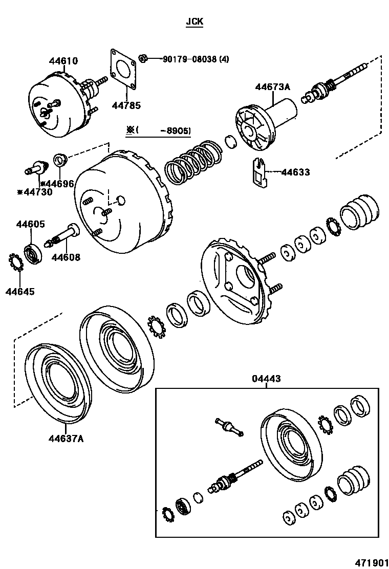 Toyota COROLLA 制动助力器和真空管 EPC diagram — 471901