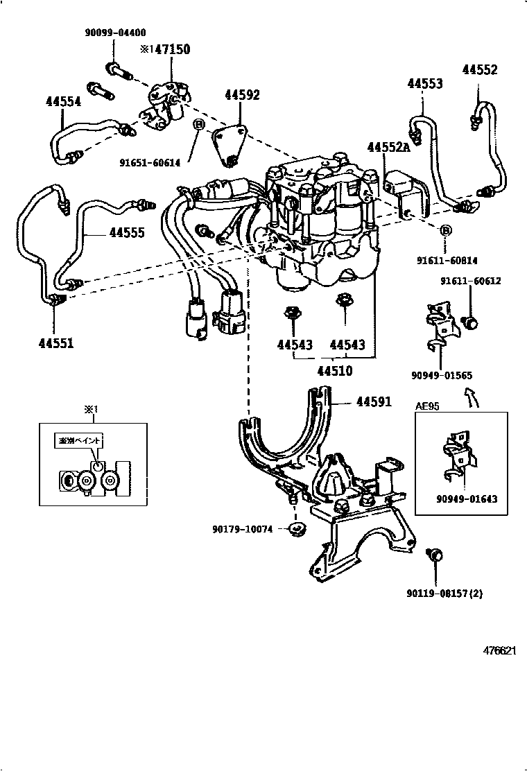 Toyota COROLLA 制动配管和卡箍 EPC diagram — 476621