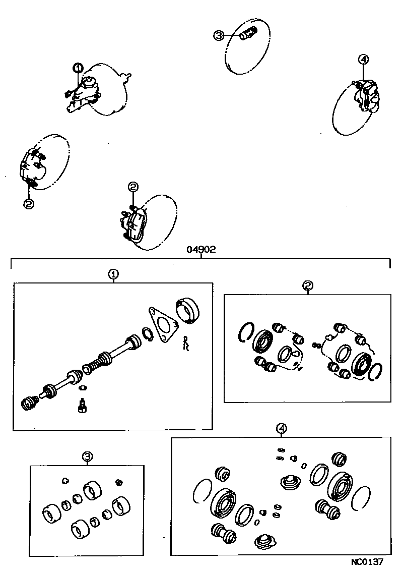 Toyota COROLLA 制动器保养组件 EPC diagram — NC0137