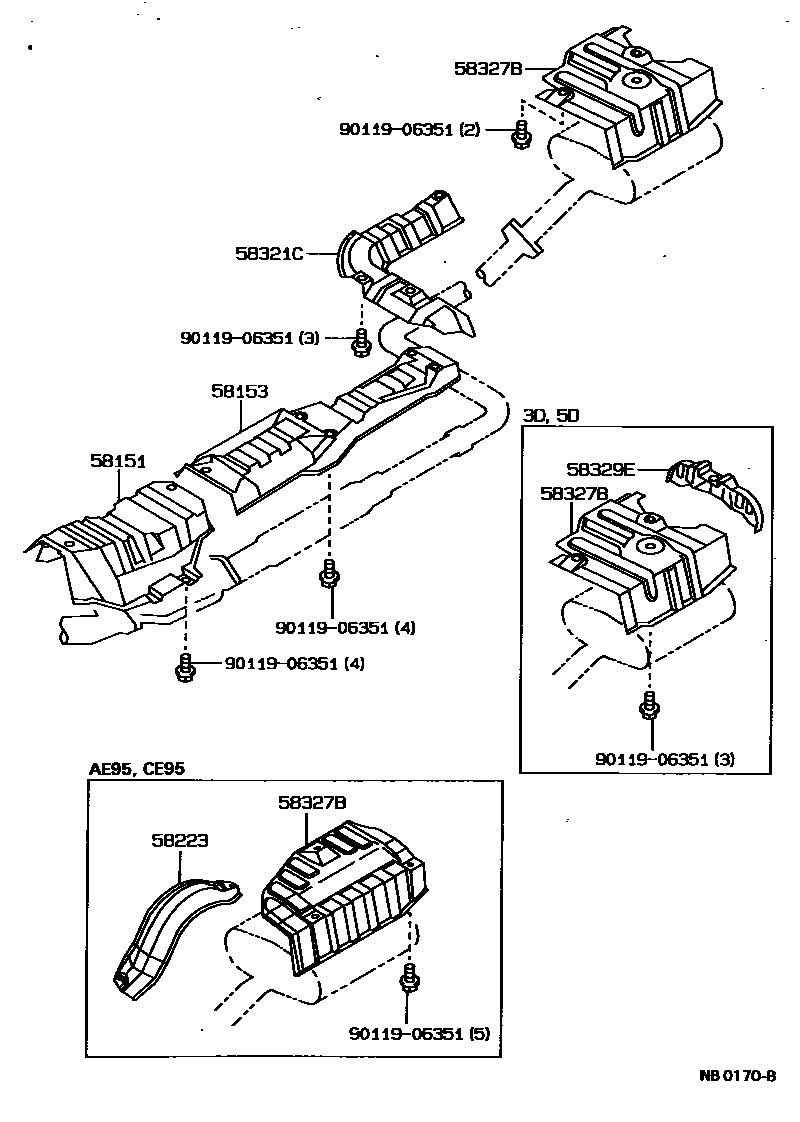 Toyota COROLLA 地板隔热垫 EPC diagram — NB0170B