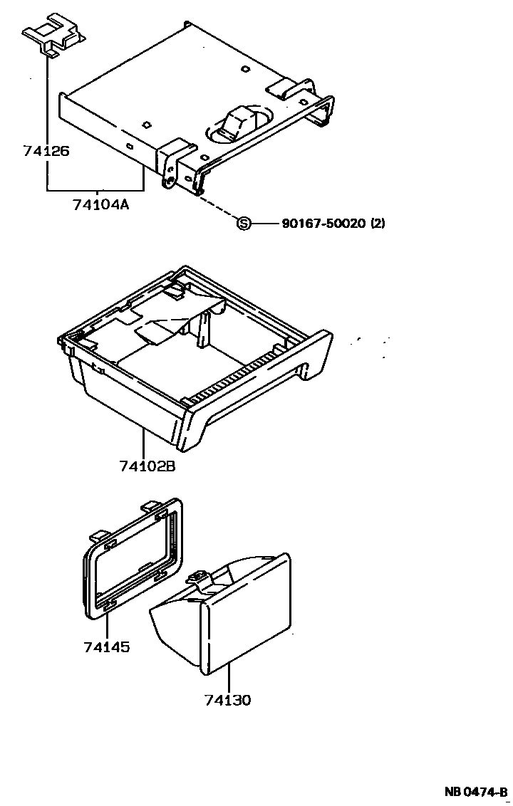 Toyota COROLLA 烟灰盒 EPC diagram — NB0474B