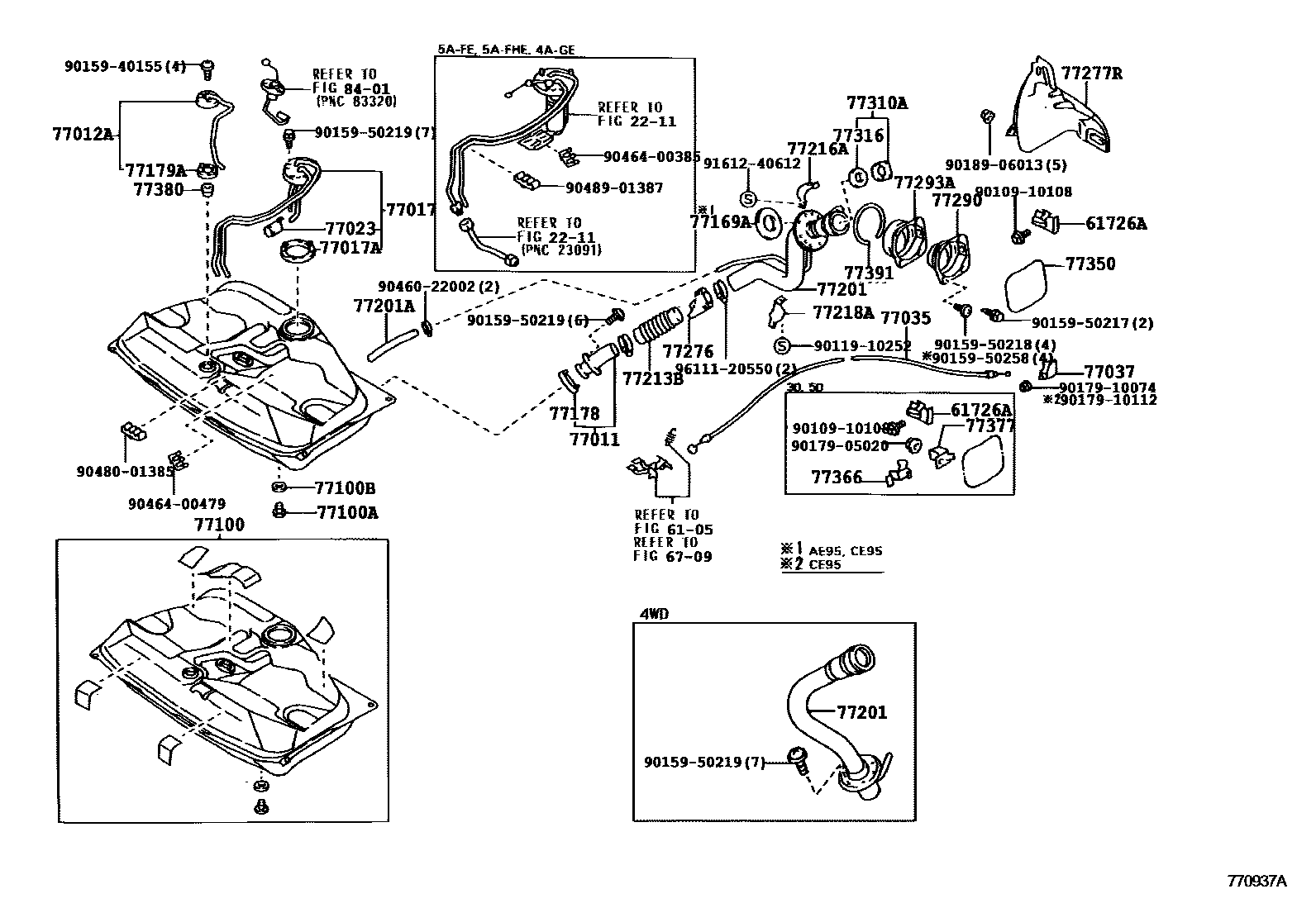 Toyota COROLLA 燃油箱和燃油管 EPC diagram — 770937A