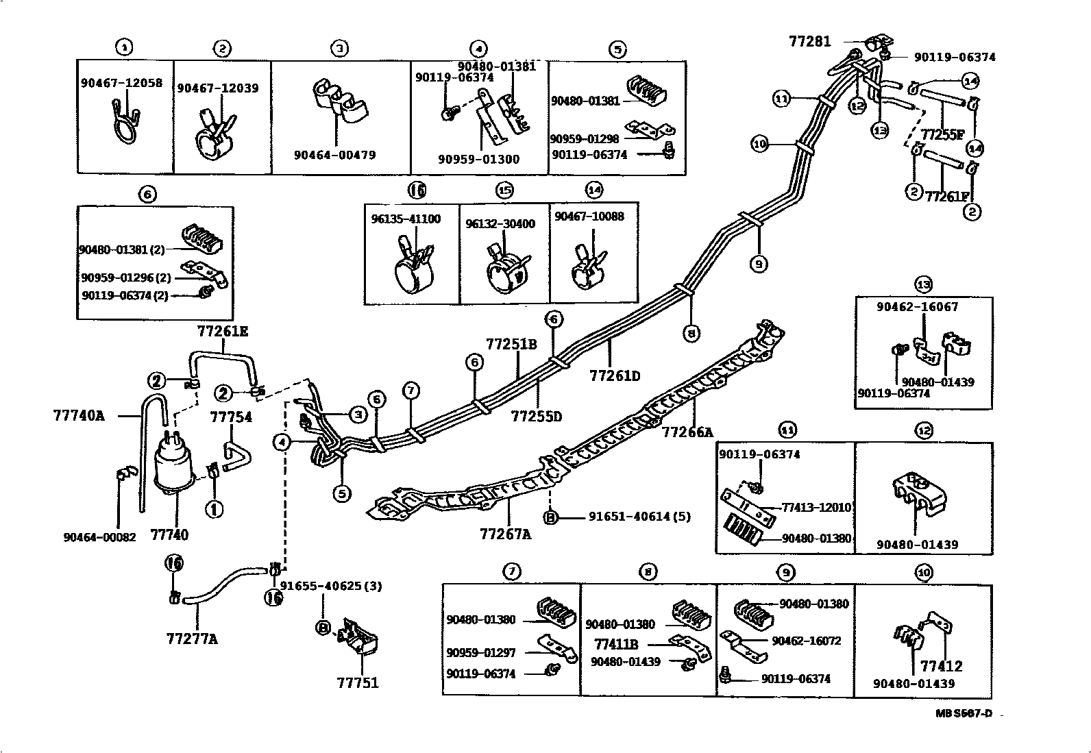 Toyota COROLLA 燃油箱和燃油管 EPC diagram — 772565