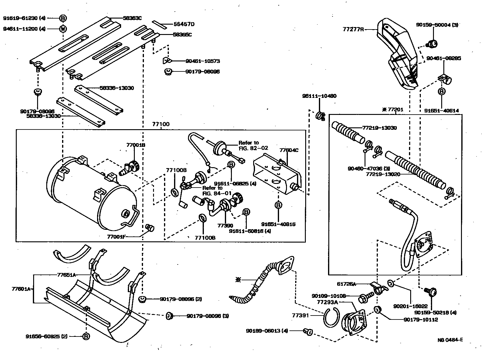 Toyota COROLLA 燃油箱和燃油管 EPC diagram — NB0484E