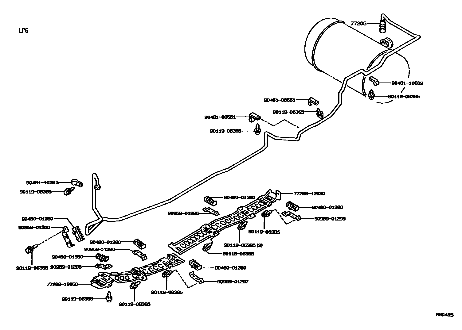 Toyota COROLLA 燃油箱和燃油管 EPC diagram — NB0485