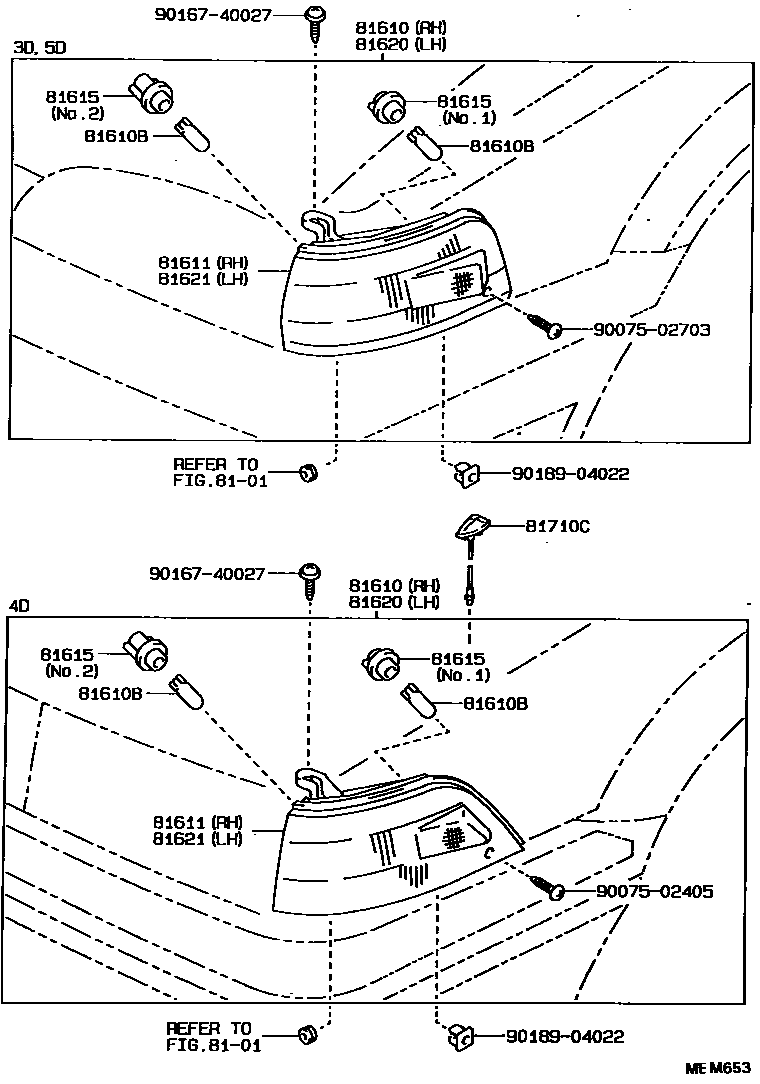 Toyota COROLLA 前示宽灯 EPC diagram — MEM653
