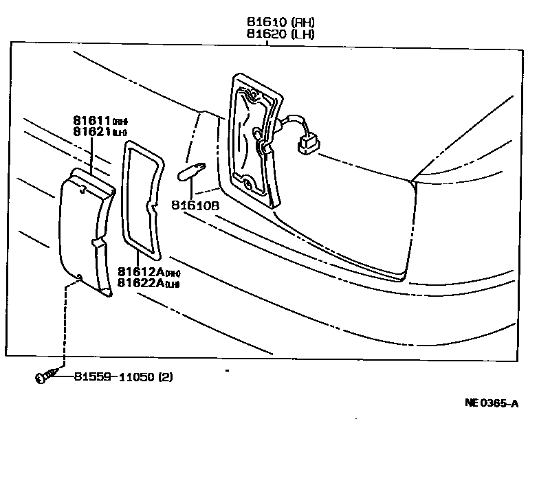 Toyota COROLLA 前示宽灯 EPC diagram — NE0365A
