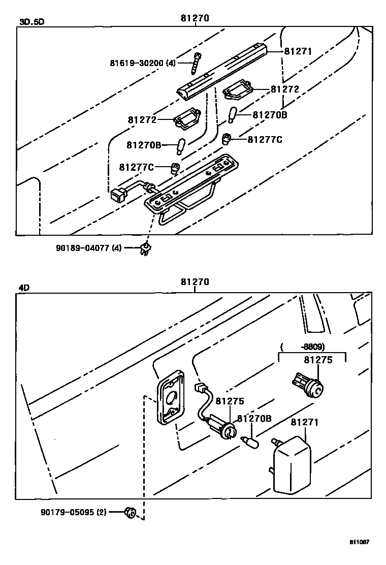Toyota COROLLA 后牌照灯 EPC diagram — 811067
