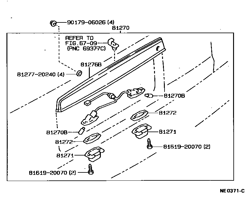 Toyota COROLLA 后牌照灯 EPC diagram — NE0371C