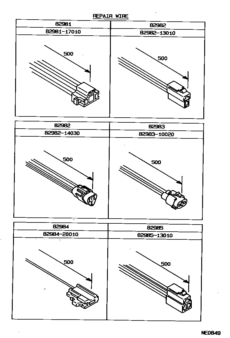 Toyota COROLLA 线束和卡夹 EPC diagram — NE0849