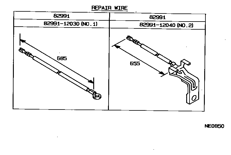 Toyota COROLLA 线束和卡夹 EPC diagram — NE0850