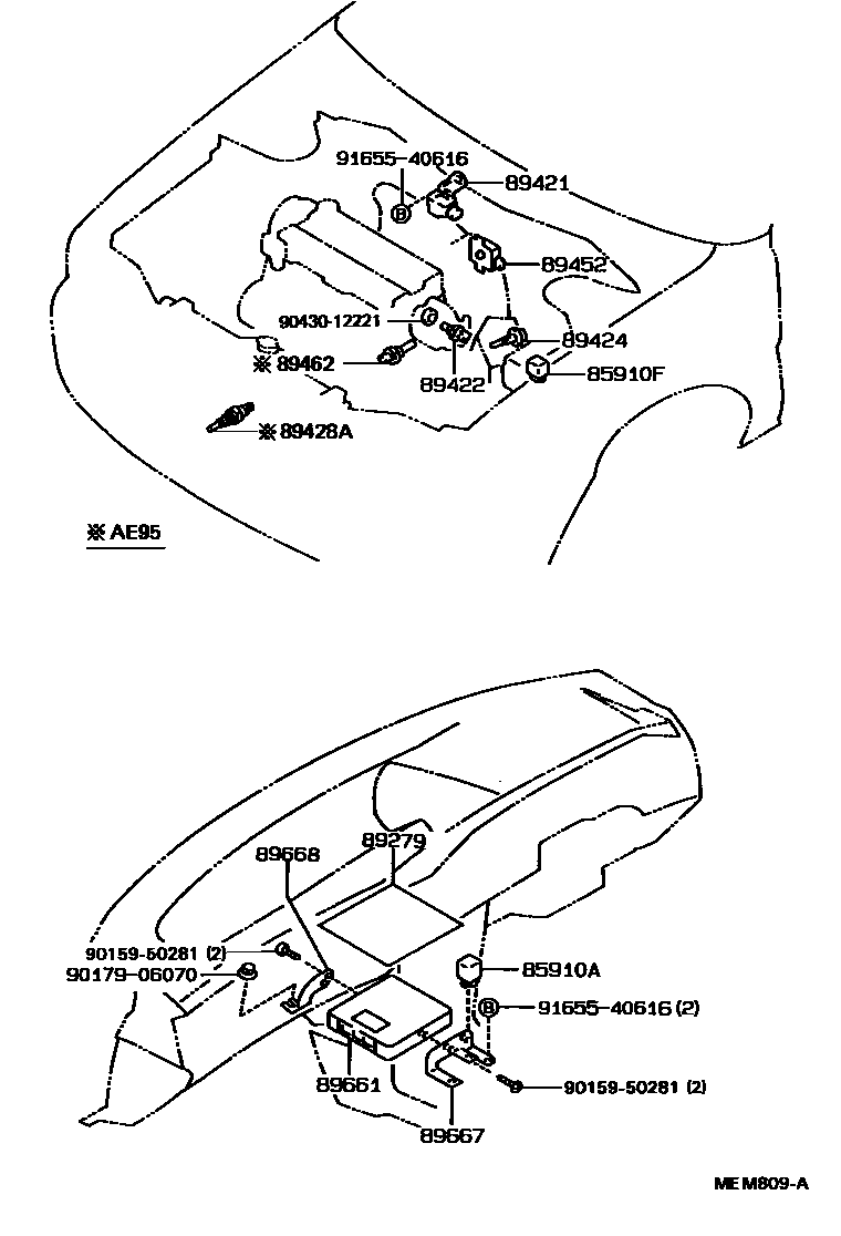 Toyota COROLLA 电子燃油喷射系统 EPC diagram — MEM809A