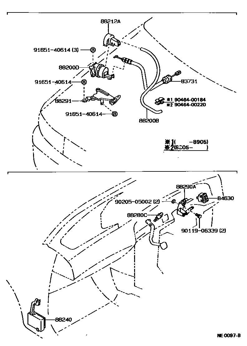 Toyota COROLLA 巡航控制(自动行驶) EPC diagram — NE0097B