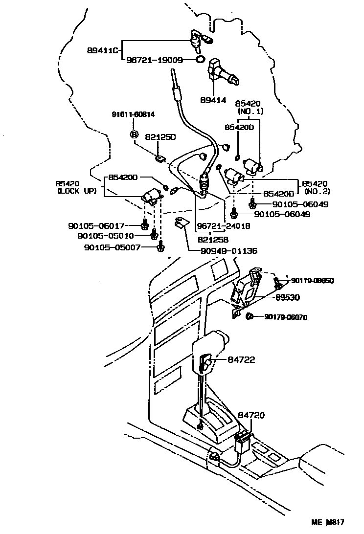 Toyota COROLLA 超速档和电子控制变速器 EPC diagram — MEM817
