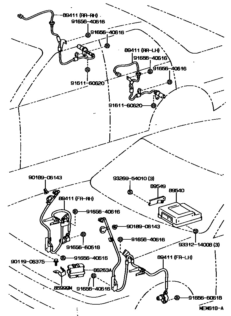 Toyota COROLLA ABS 和 VSC EPC diagram — MEM818A